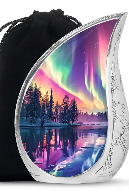 Beautiful Northan Lights Cremation Urn - Forest Lake Memorial Urn For Human Ashes
