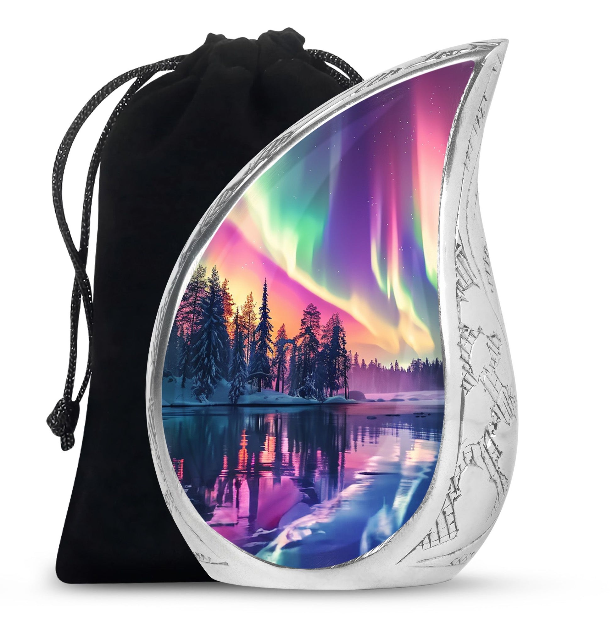 Beautiful Northan Lights Cremation Urn - Forest Lake Memorial Urn For Human Ashes