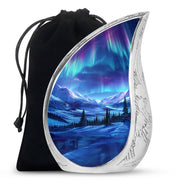 Northern Lights Memorial Urn - Aurora Snow Valley Funeral Urn For Men & Women