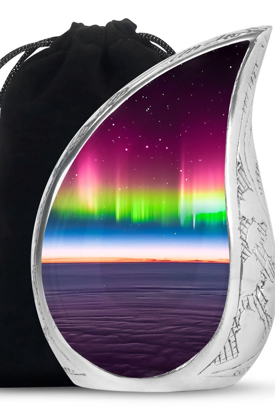 Aurora Borealis Night Memorial Urn - Beautiful Cremation Urn For Adults