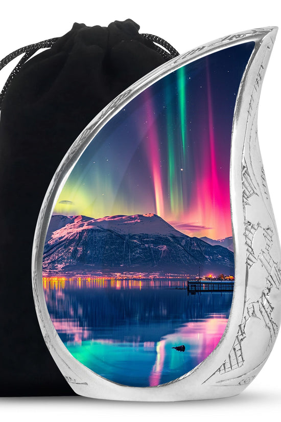 Aurora Borealis Funeral Urn - Northern Lights Memorial Urn For Human Ashes