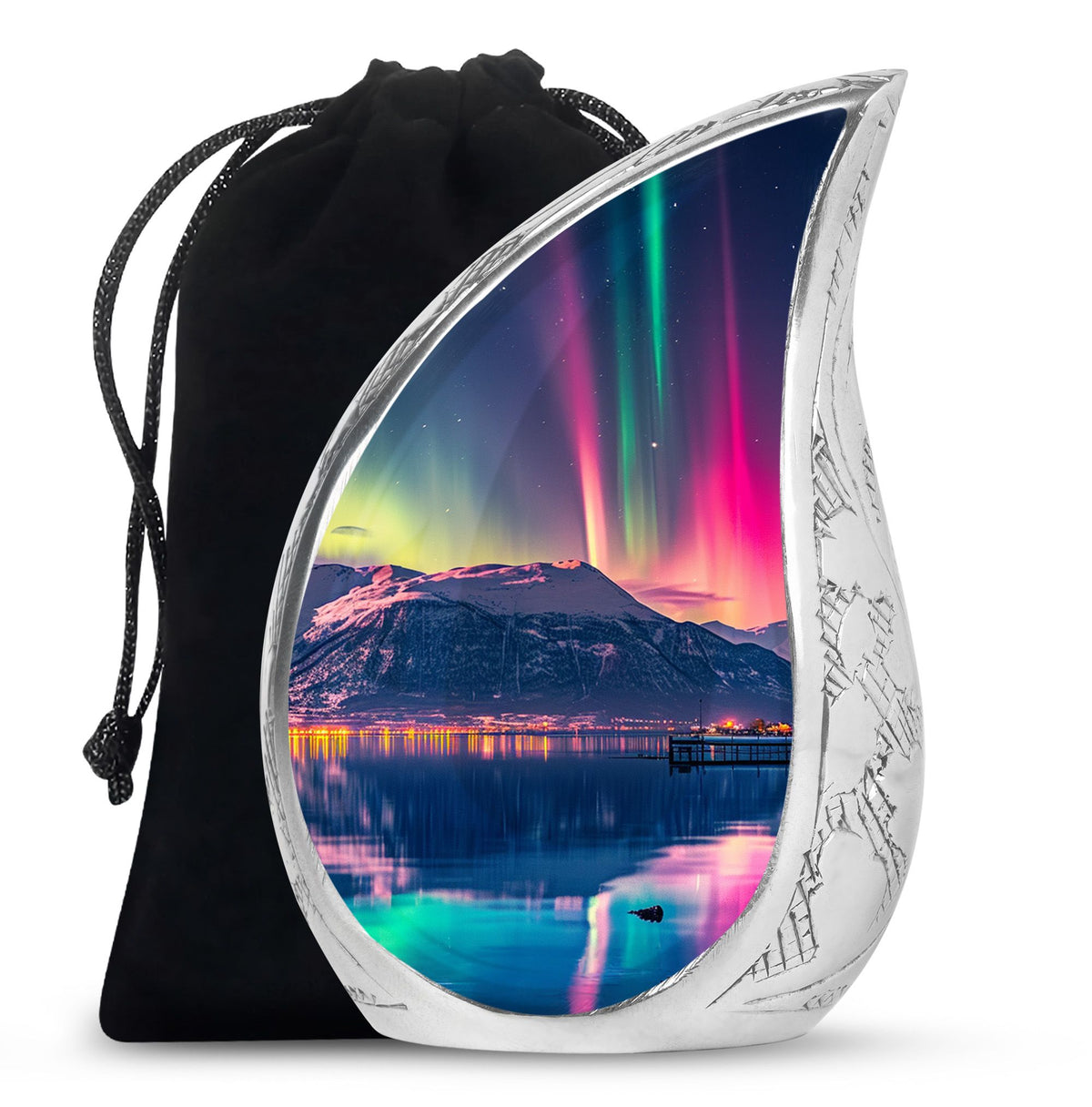 Aurora Borealis Funeral Urn - Northern Lights Memorial Urn For Human Ashes