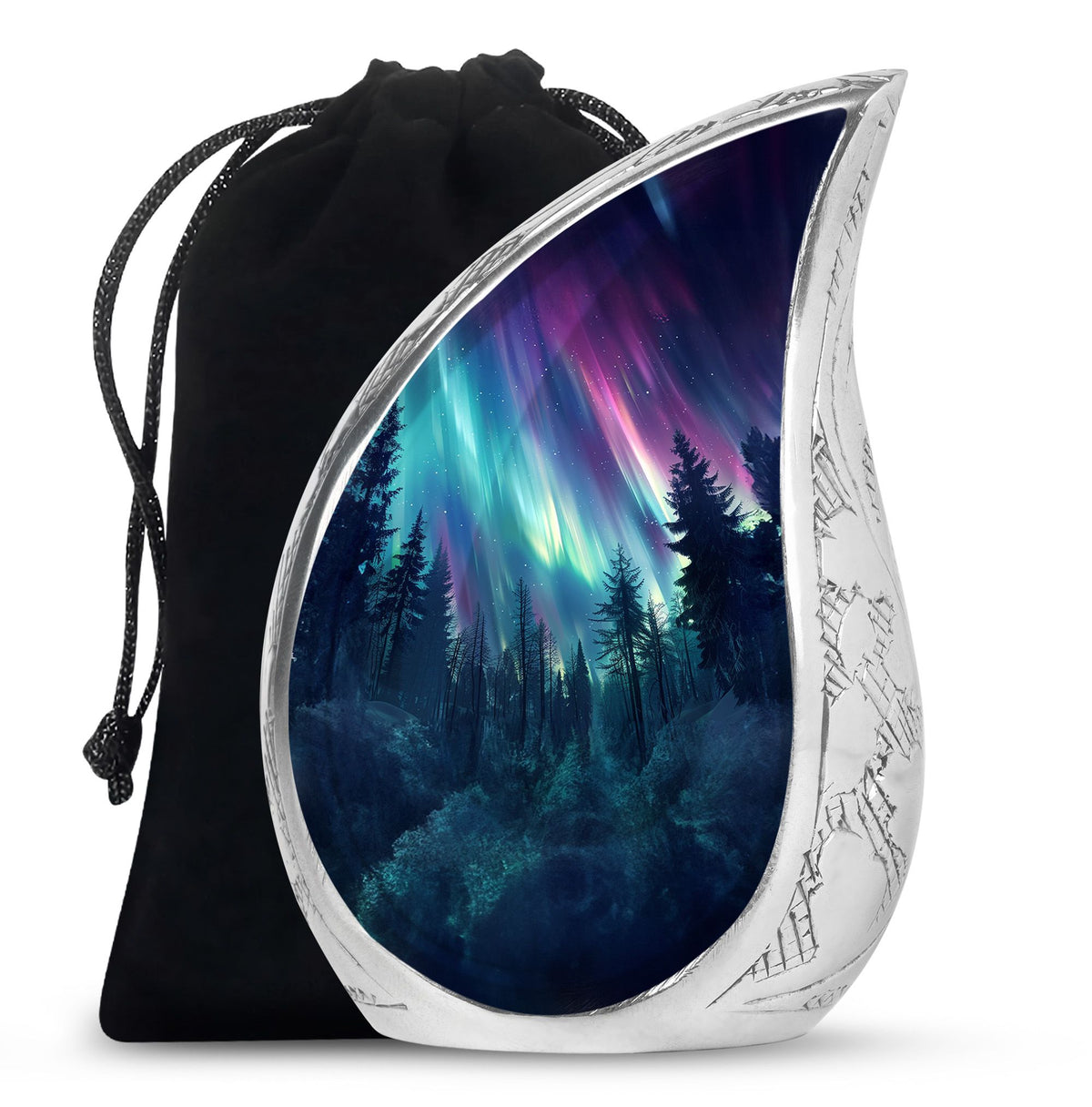 Aurora Borealis Memorial Urn For Ashes - Forest Sky Funeral Urn For Loved Ones