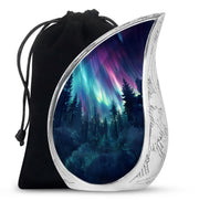 Aurora Borealis Memorial Urn For Ashes - Forest Sky Funeral Urn For Loved Ones