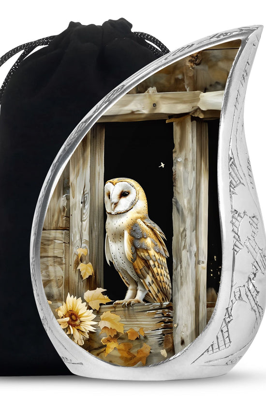 Barn Owl Cremation Urn - Rustic Memorial Urn For Human Ashes