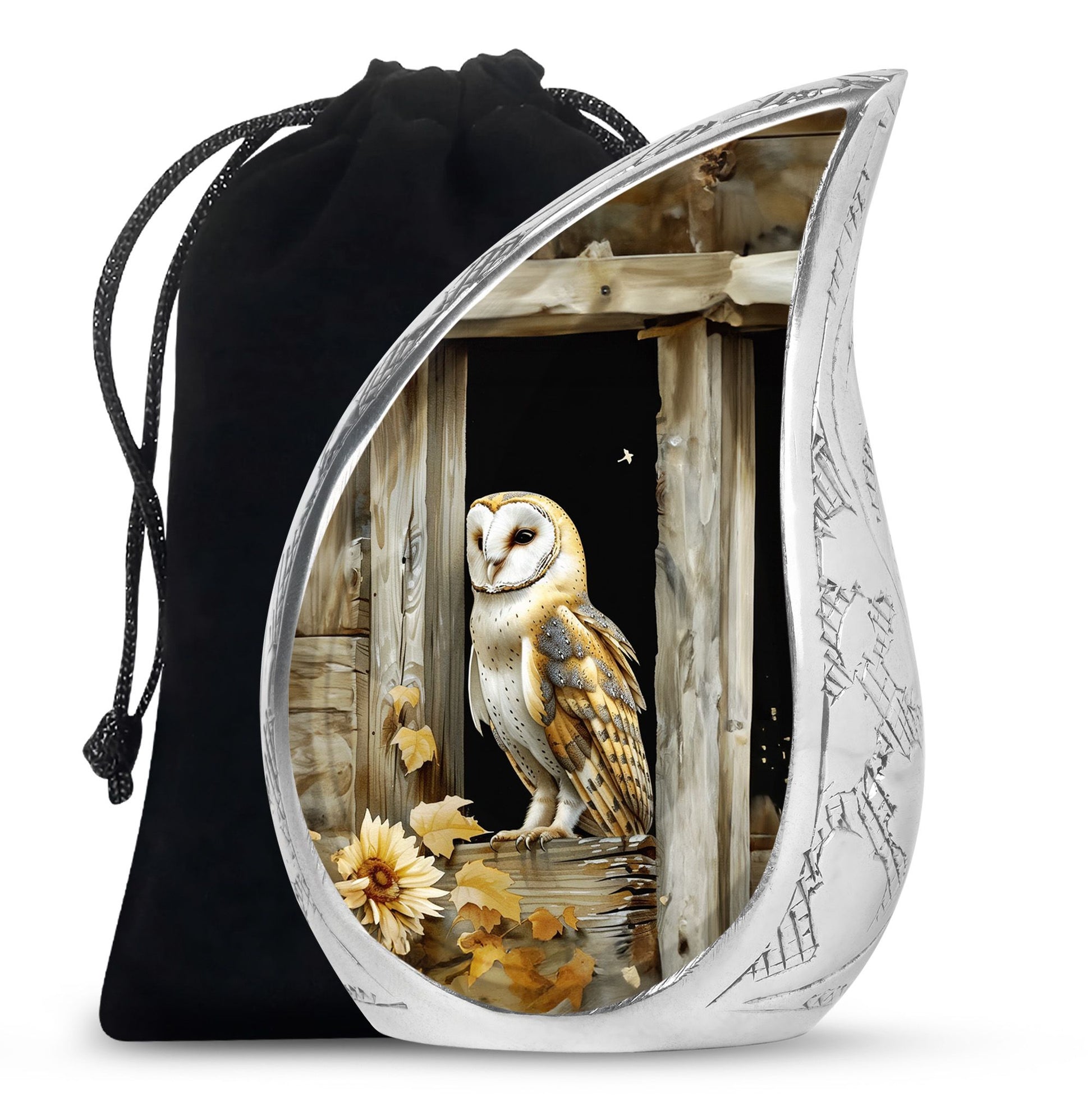 Barn Owl Cremation Urn - Rustic Memorial Urn For Human Ashes