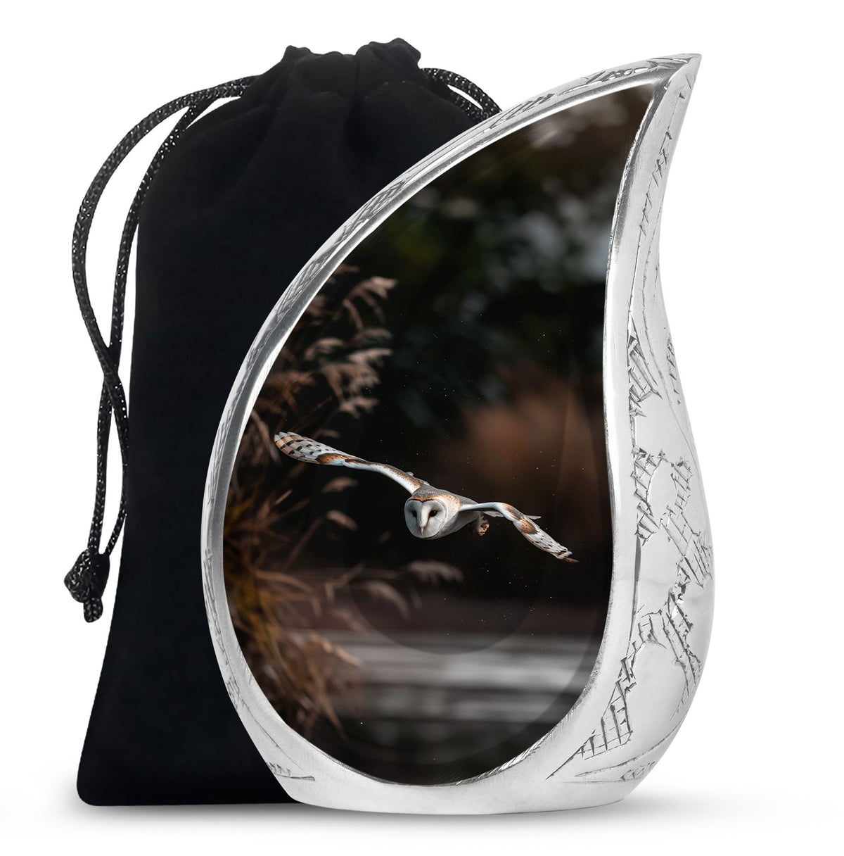 Flying Barn Owl Cremation Urn - Elegant Funeral Urn For Human Ashes