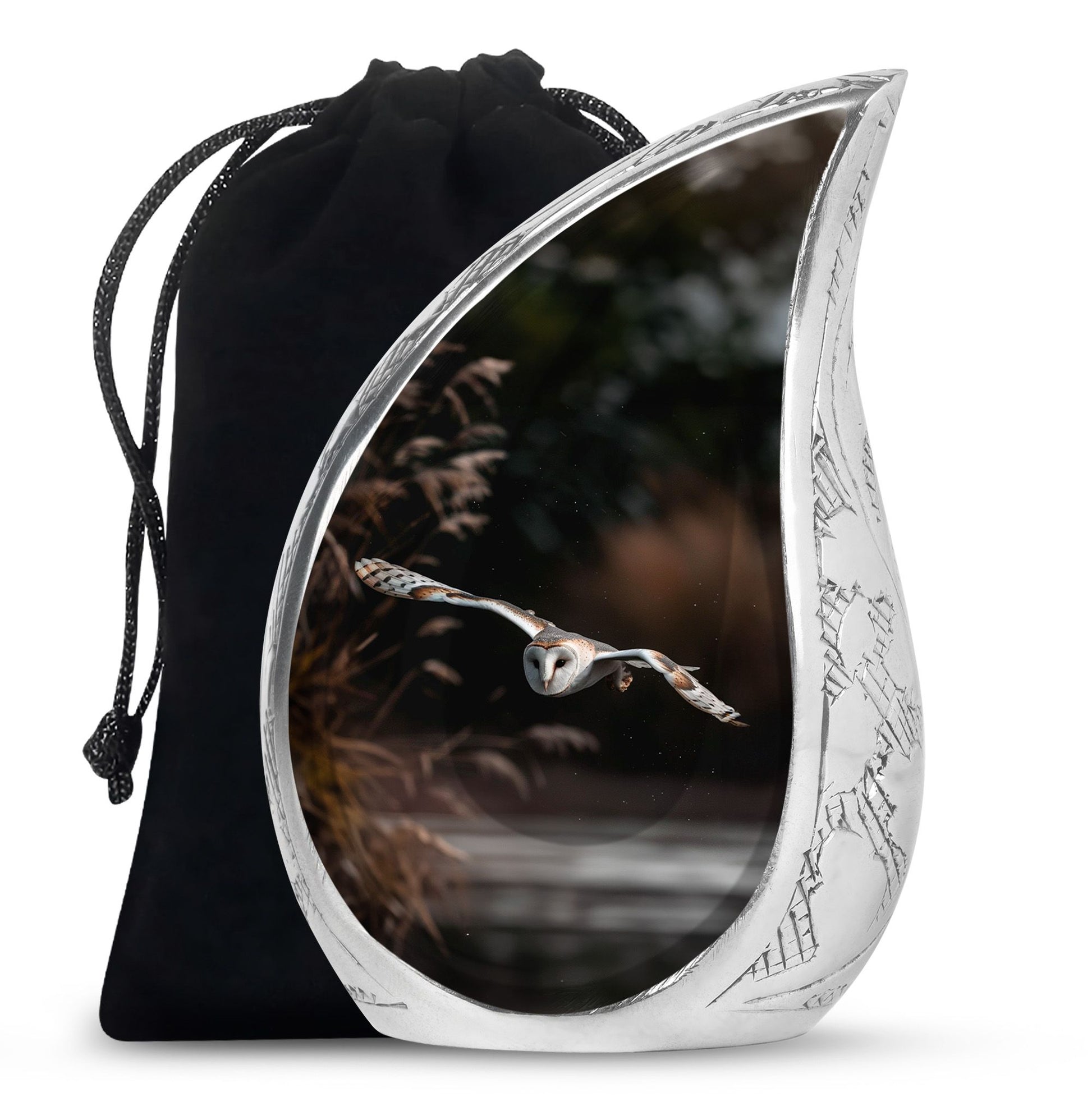 Flying Barn Owl Cremation Urn - Elegant Funeral Urn For Human Ashes