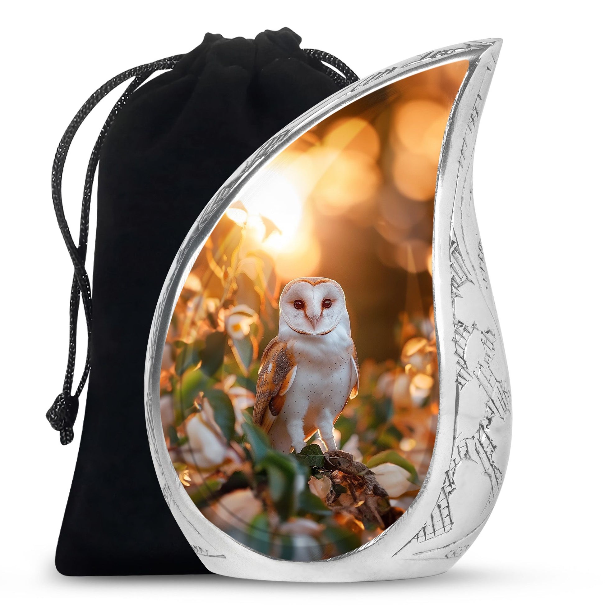 Sunset Barn Owl Cremation Urn – Nature Memorial Urn For Human Ashes