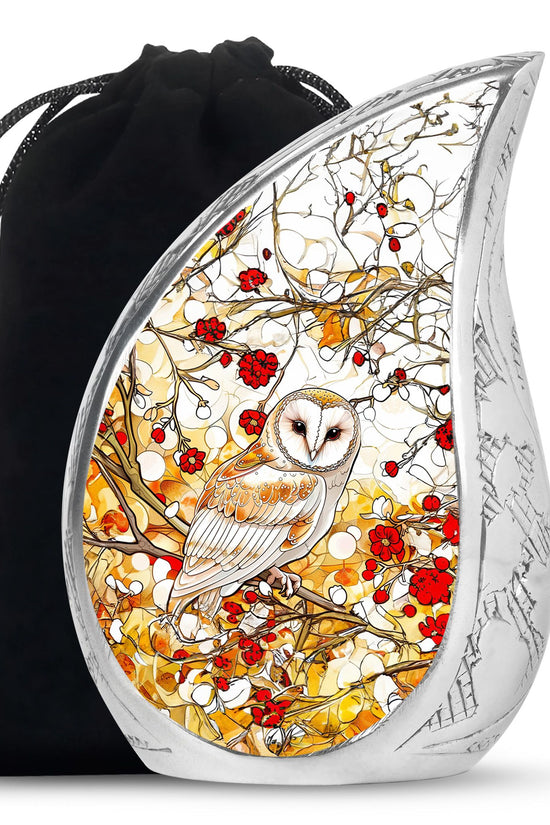 White Owl Funeral Urn – Artistic Cremation Urn For Adult Ashes