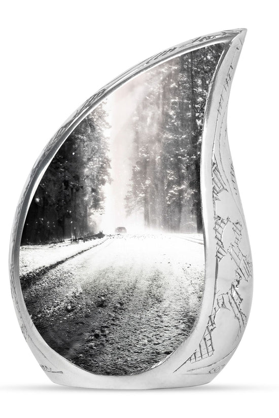 Winter Forest Funeral Urn - White Cremation Urn For Adult Ashes