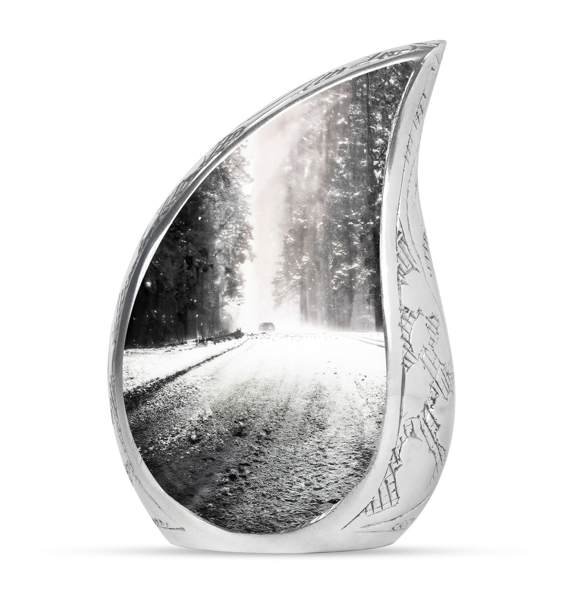 Winter Forest Funeral Urn - White Cremation Urn For Adult Ashes