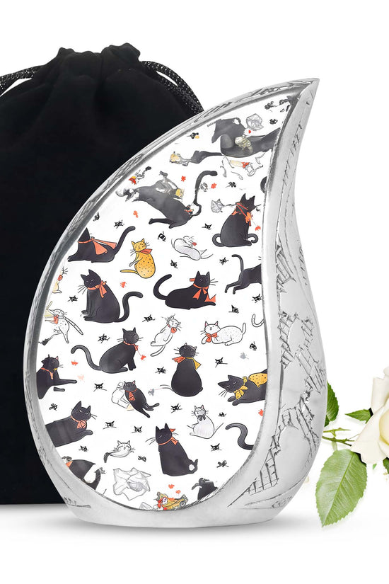 Cat Print Funeral Urn - Beautiful Pet Memorial Urn For Cat Ashes