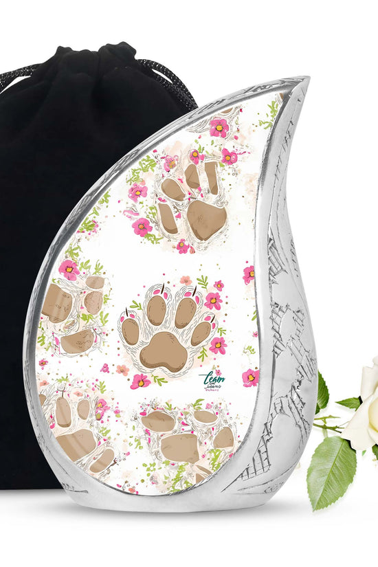 Pet Paw Theme Funeral Urn - Decorative Pet Memorial Urn For Ashes