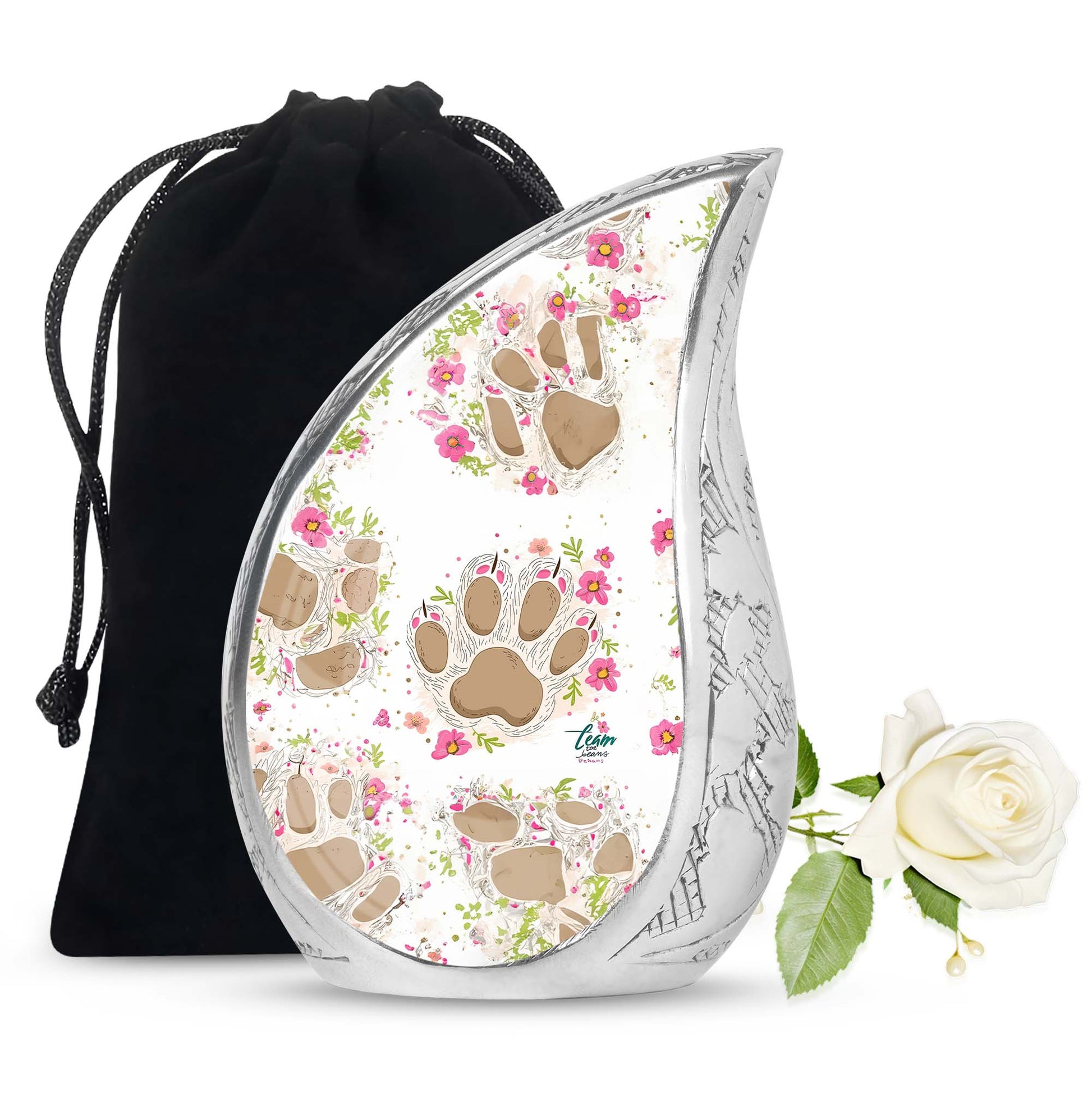Pet Paw Theme Funeral Urn - Decorative Pet Memorial Urn For Ashes