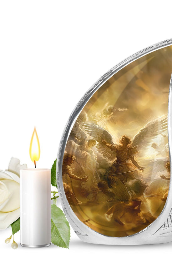 Golden Angel Cremation Urn - Aluminium Memorial Urn For Female