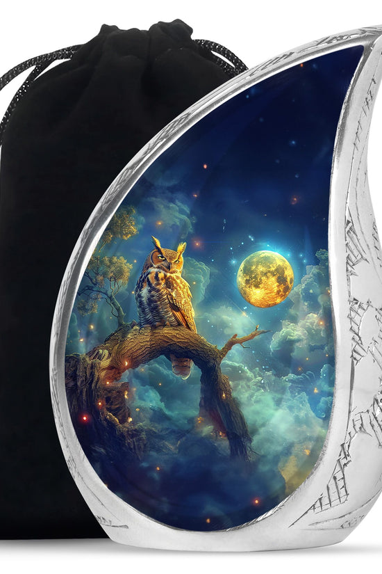 Moonlight Owl Cremation Urn – Celestial Memorial Urn For Human Ashes