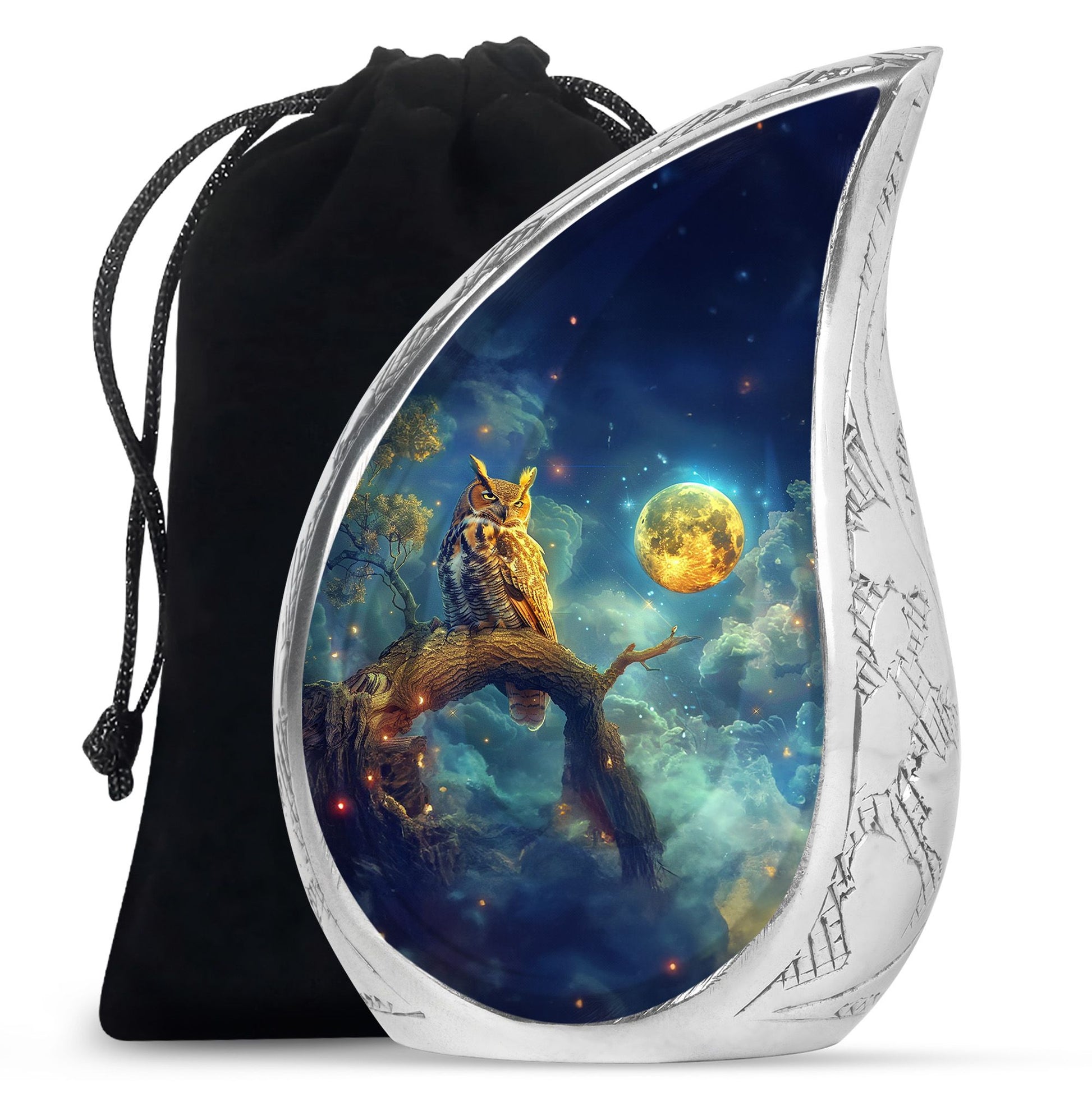 Moonlight Owl Cremation Urn – Celestial Memorial Urn For Human Ashes