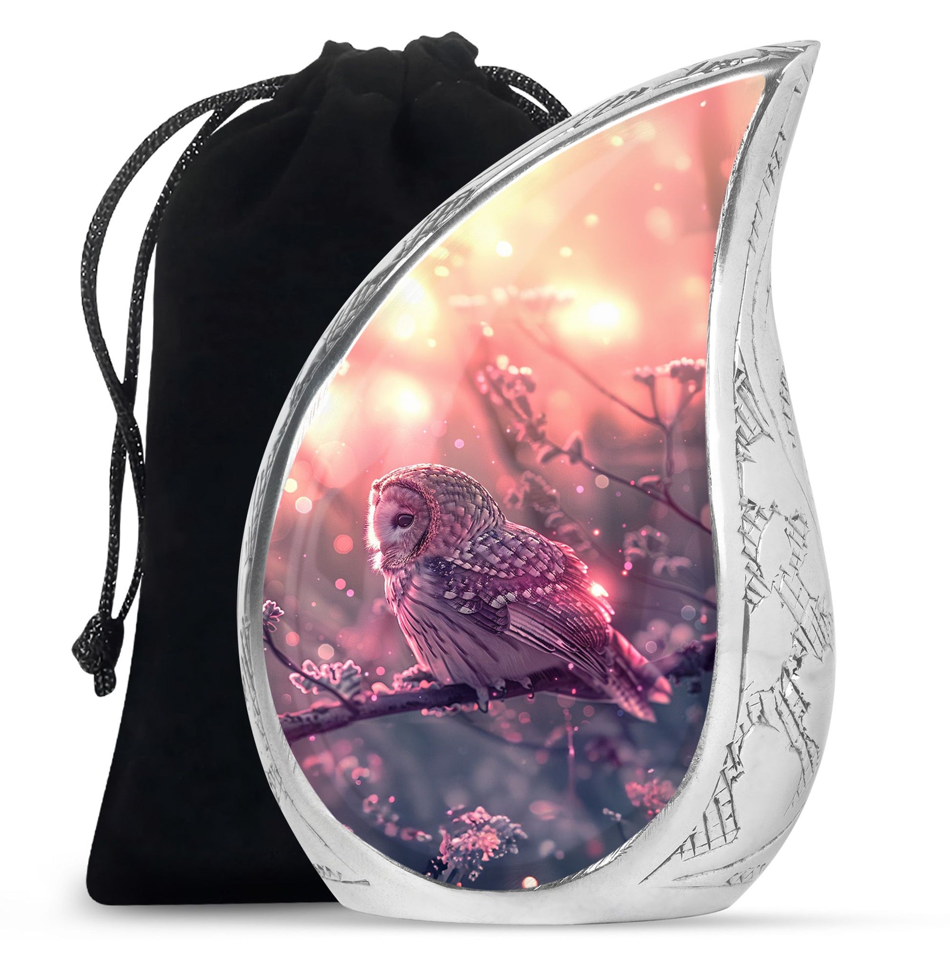 Pink Owl Cremation Urn - Beautiful Funeral Urn For Burial