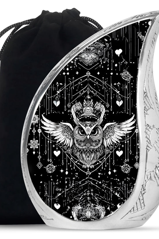 Spiritual Owl Memorial Urn - Large Decorative Cremation Urn For Ashes