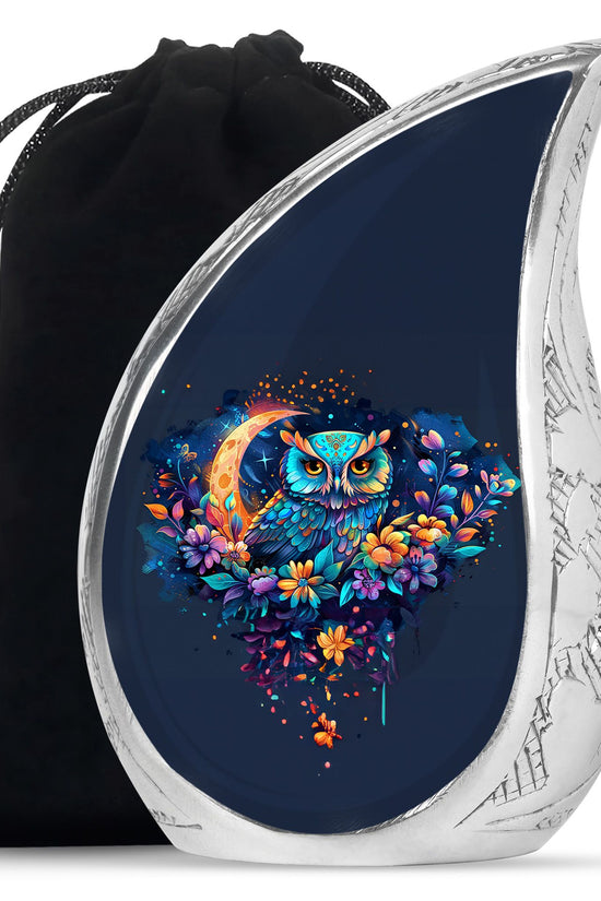 Colorful Owl Cremation Urn - Floral Memorial Urn For Human Ashes