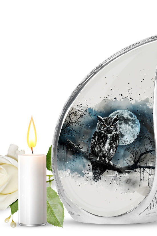 Moonlight Theme Funeral Urn - White colour Aluminium Memorial Urn For Ashes