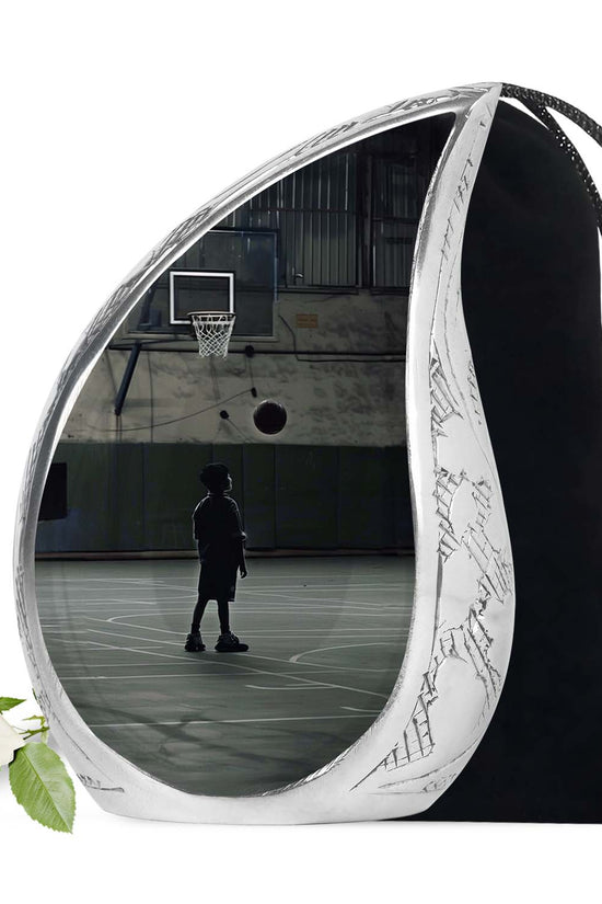 Basketball Player Funeral Urn - Black Aluminium Memorial Urn For Ashes