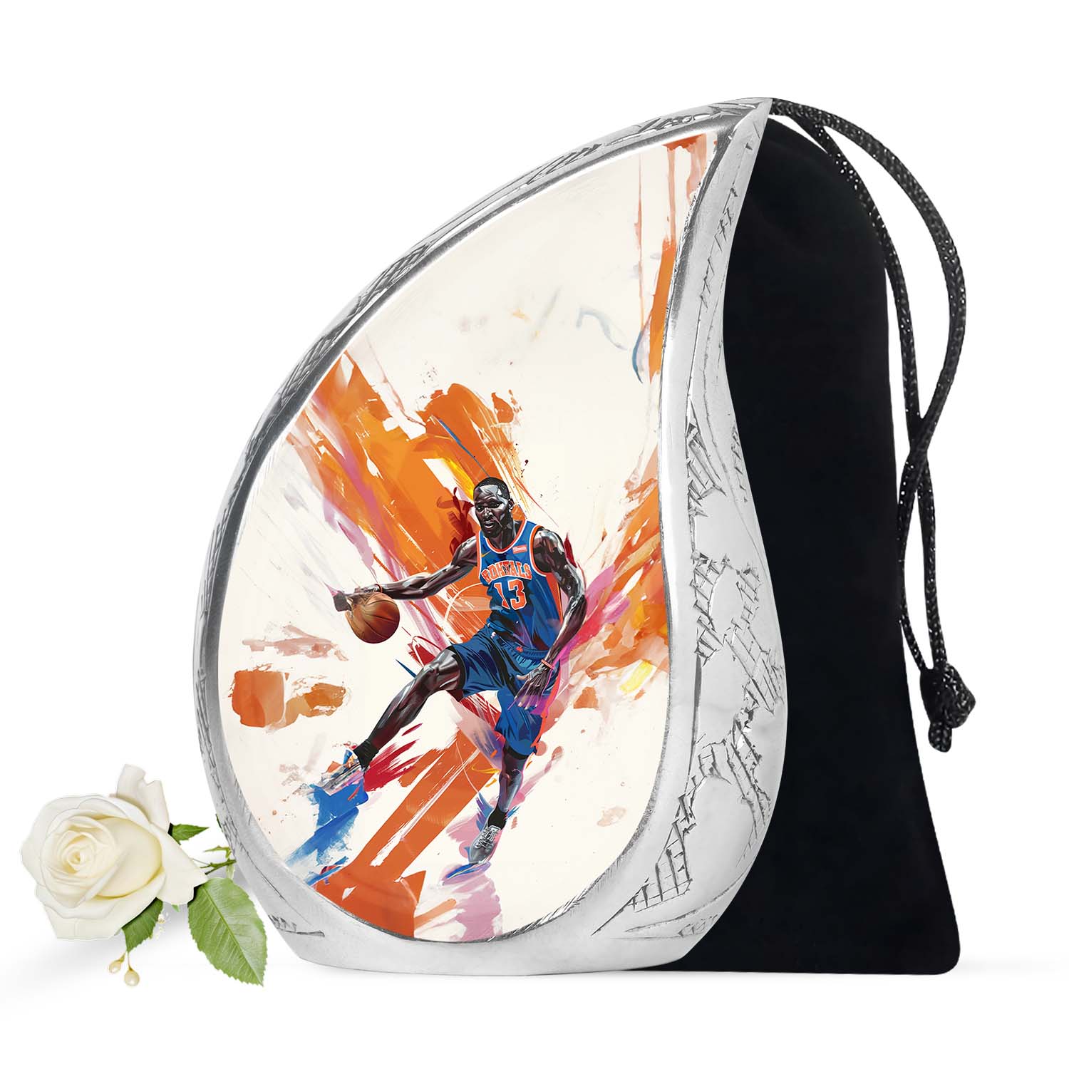 Basketball Player Theme Funeral Urn - Large Aluminum Urn For Male & Female