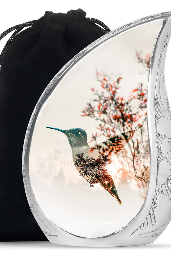Nature Hummingbird Memorial Urn - Large Beautiful Funeral Urn For Female