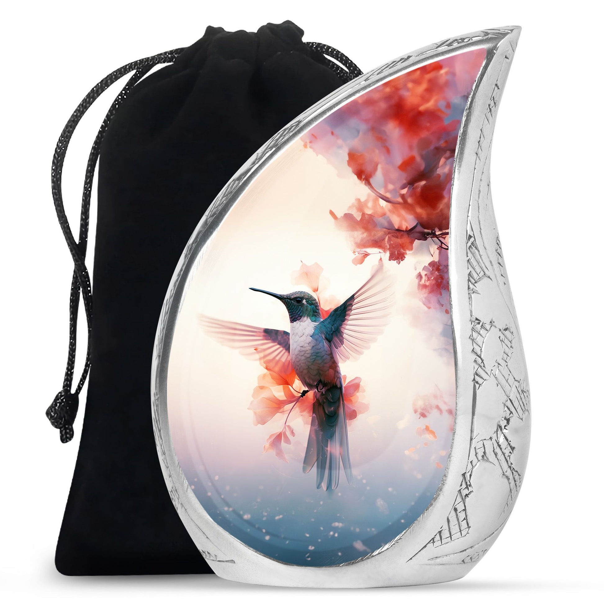 Beautiful Hummingbird Theme Cremation Urn - Large Memorial Urn For Ashes