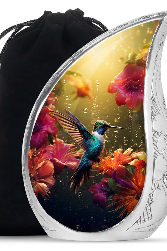 Classic Hummingbird Theme Memorial Urn - Aluminium Cremation Urn For Loved Ones