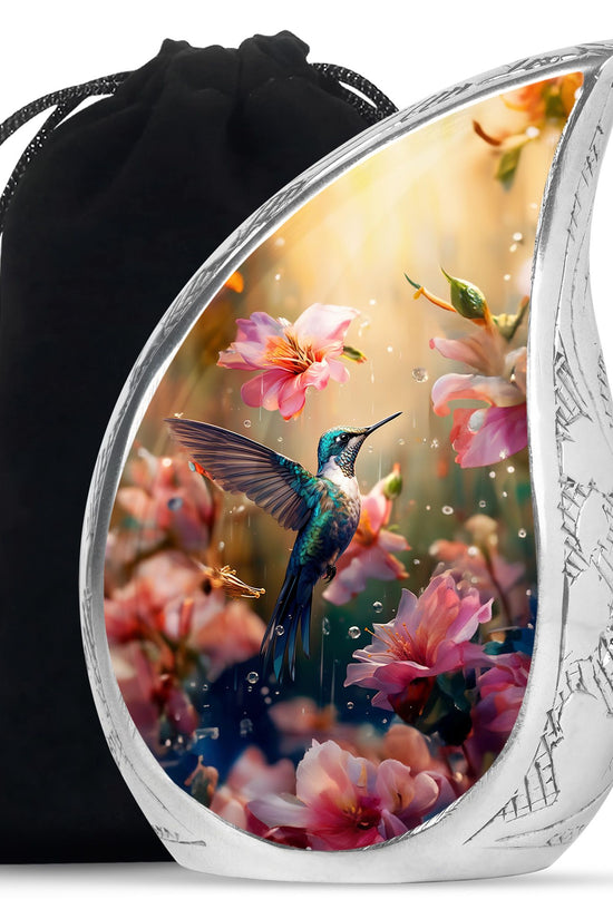 Hummingbird Theme Funeral Urn - Pink Floral Memorial Urn For Male & Female