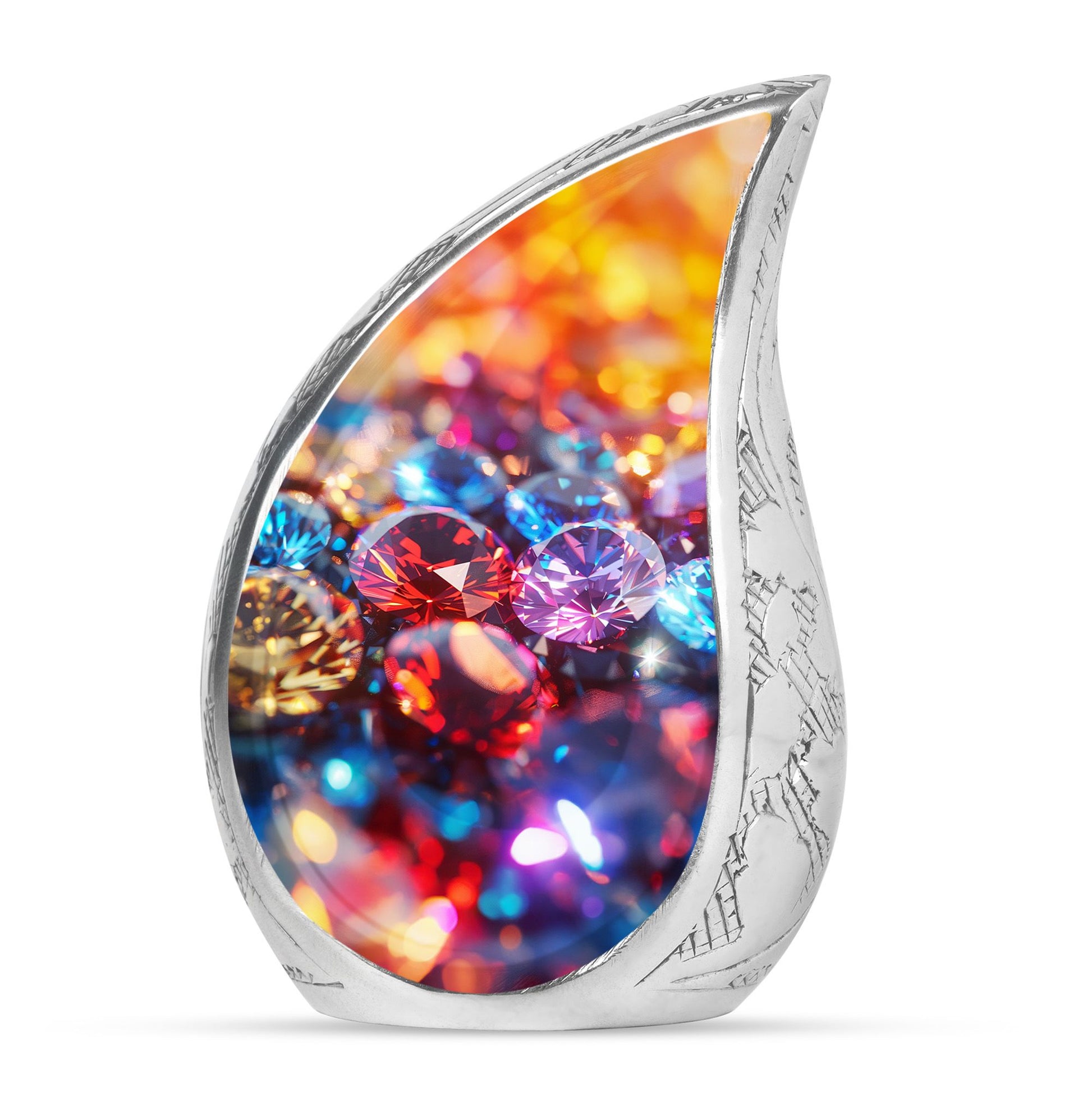 Diamond Theme Memorial Urn - Aluminium Funeral Urn For Adult Ashes