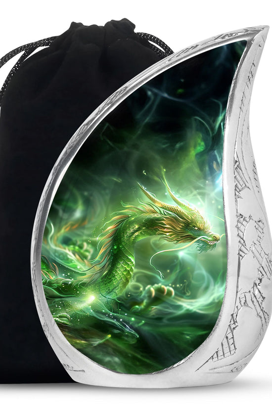 Green Golden Dragon Funeral Urn - Premium Cremation Urn For Ashes