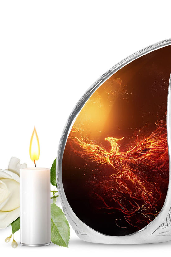 Golden Phoenix Cremation Urn - Fantasy Memorial Urn For Human Ashes
