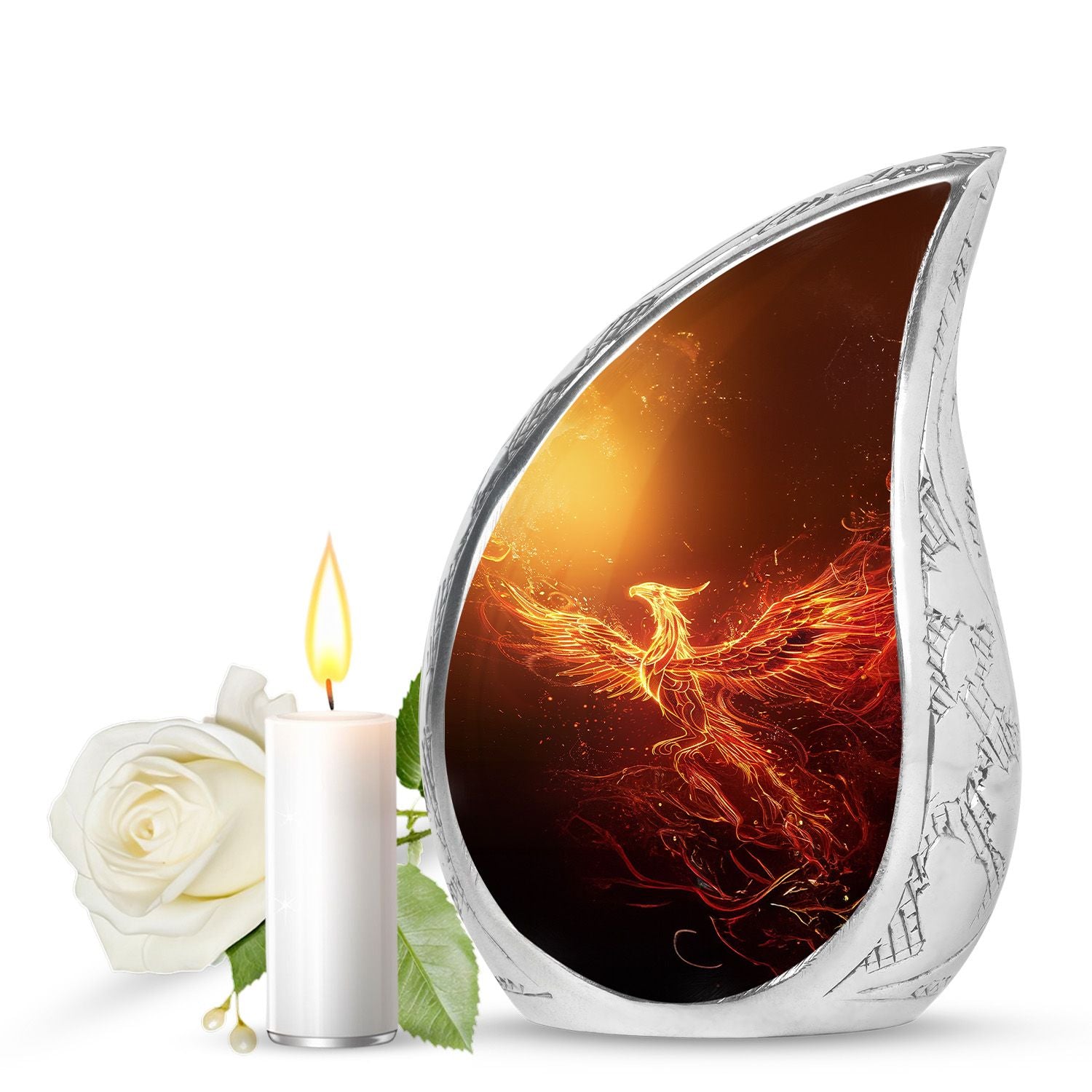 Golden Phoenix Cremation Urn - Fantasy Memorial Urn For Human Ashes