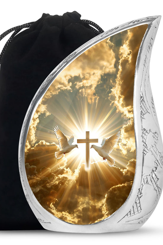 Christian Theme Cremation Urn - Dove Memorial Urn For Human Ashes