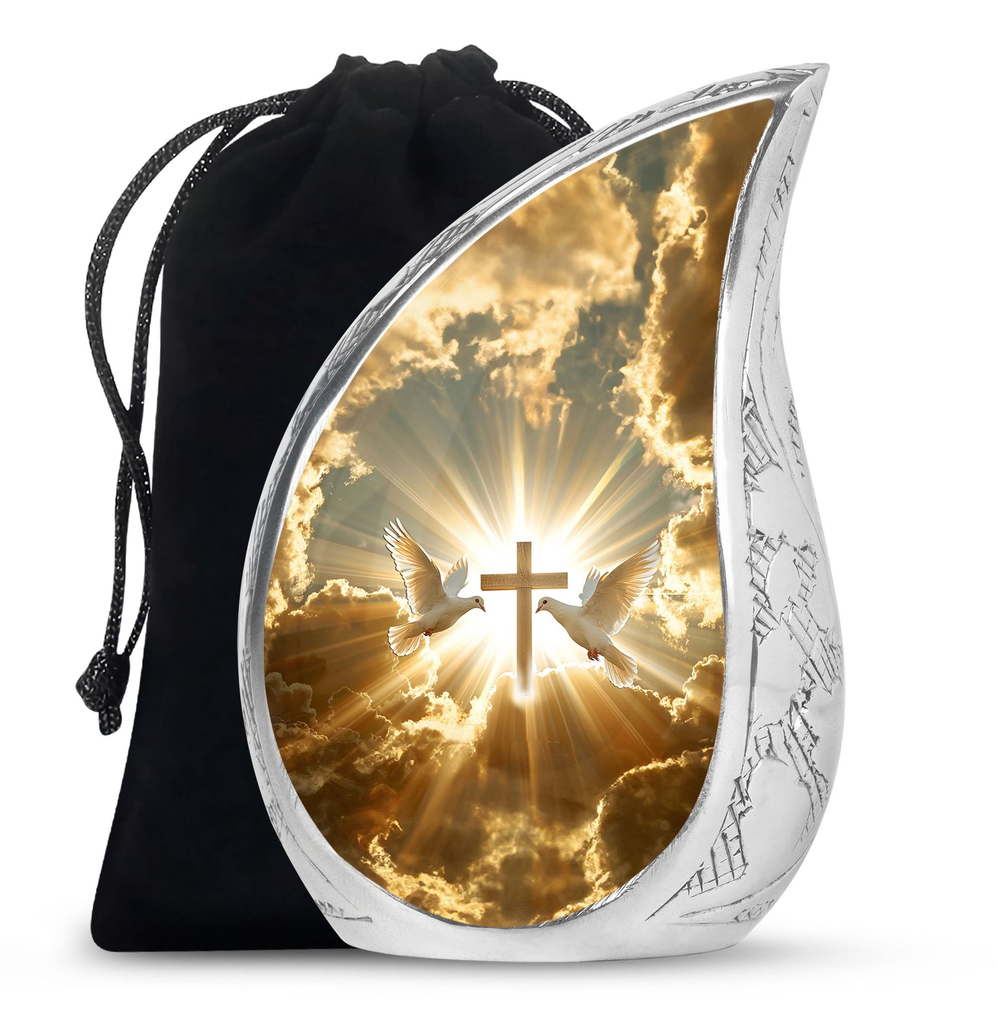 Christian Theme Cremation Urn - Dove Memorial Urn For Human Ashes