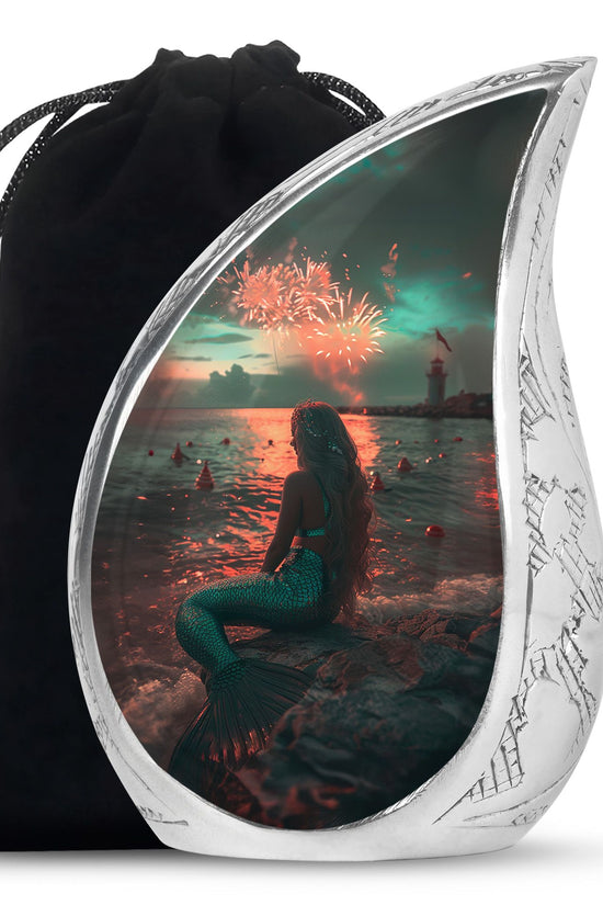 Beach Mermaid Cremation Urn - Elegant Memorial Urn For Adult Ashes