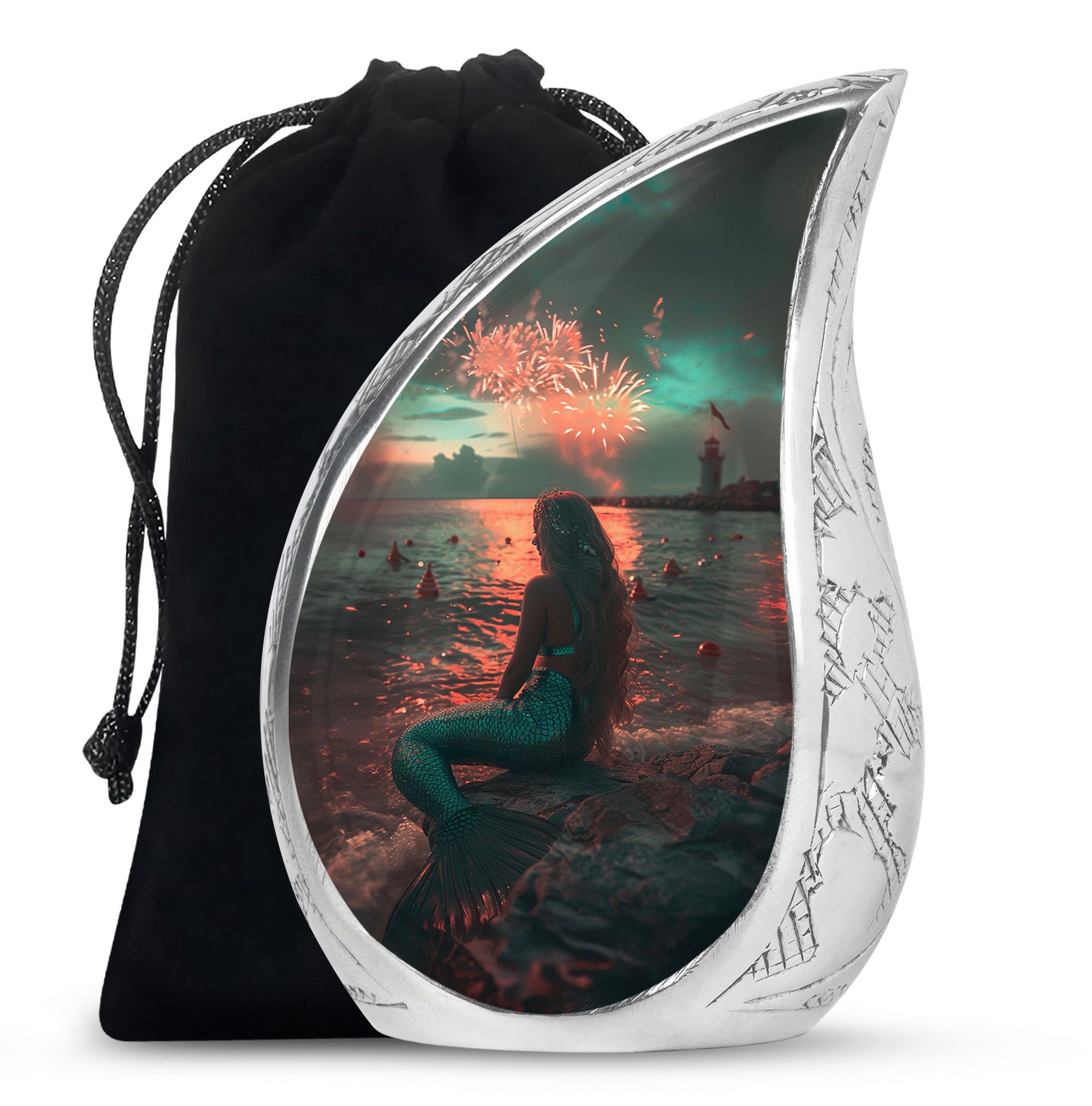 Beach Mermaid Cremation Urn - Elegant Memorial Urn For Adult Ashes