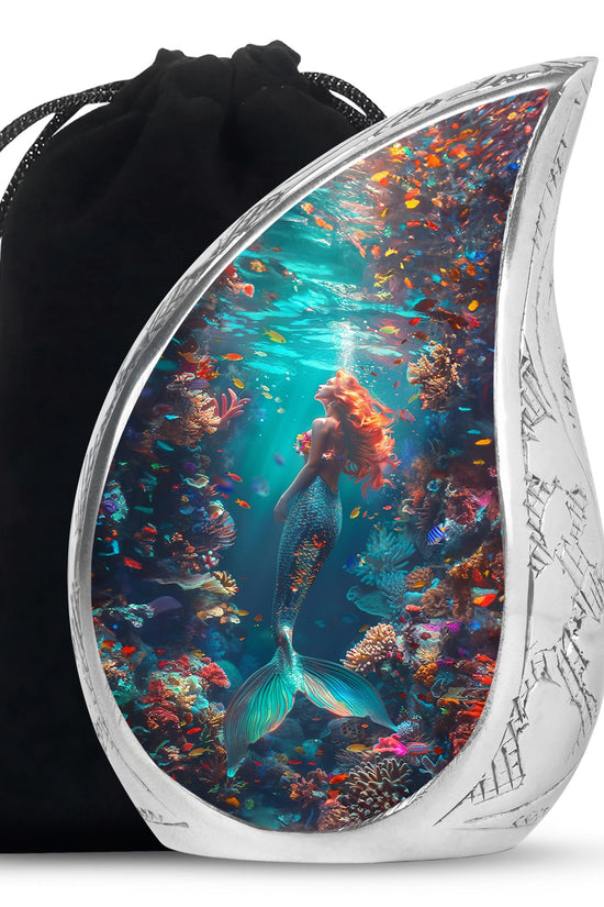 Tropical Ocean Mermaid Ashes Urn - Artistic Memorial Urn For Loved Ones