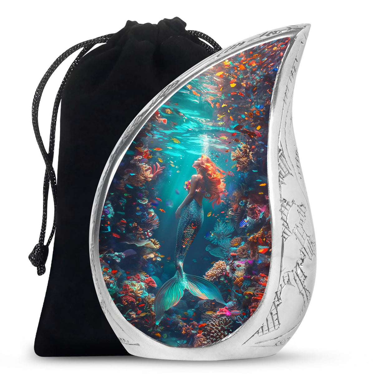 Tropical Ocean Mermaid Ashes Urn - Artistic Memorial Urn For Loved Ones