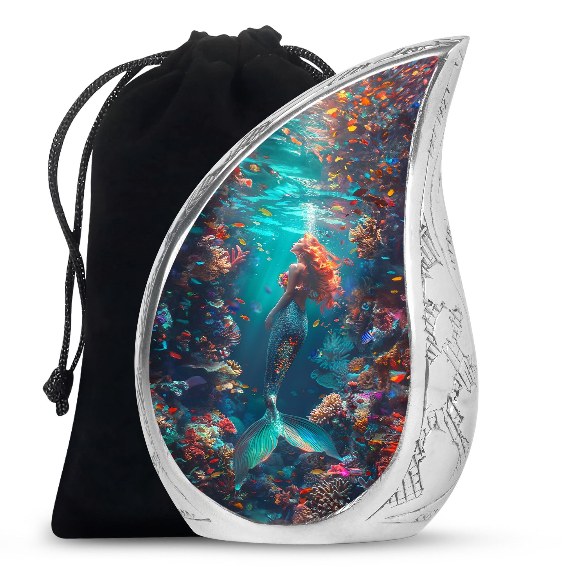 Tropical Ocean Mermaid Ashes Urn - Artistic Memorial Urn For Loved Ones
