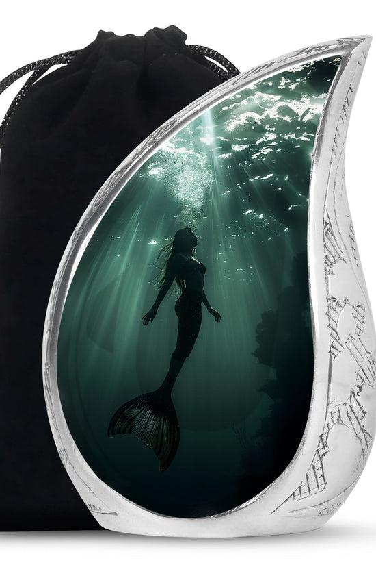 Dark Ocean Mermaid Cremation Urn - Memorial Urn for Human Ashes