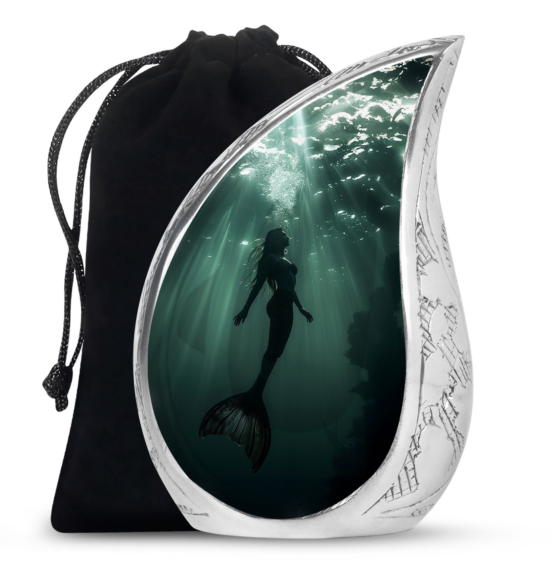 Dark Ocean Mermaid Cremation Urn - Memorial Urn for Human Ashes