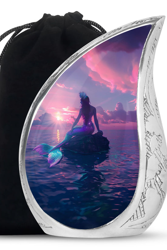 Purple Mermaid Theme Funeral Urn - Fantasy Cremation Urn For Adult Ashes