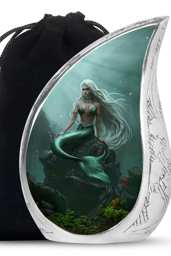 Emerald Mermaid Cremation Urn - Ocean Memorial Urn For Human Ashes