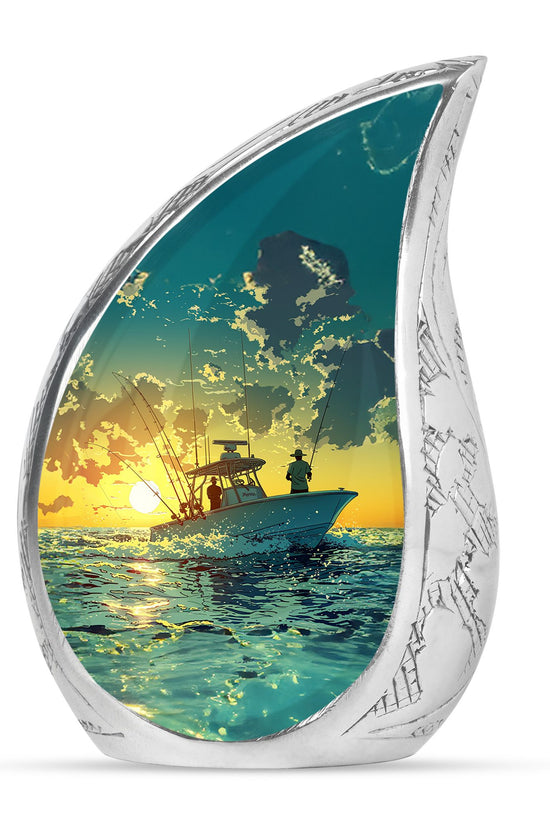 Sunset Fishing Boat Cremation Urn - Ocean Memorial Urn For Loved Ones