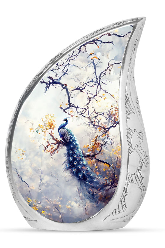 Elegant Peacock Cremation Urn - Artistic Memorial Urn For Human Ashes