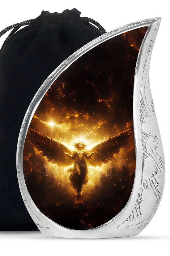 Golden Heaven Storm Angel Memorial Urn - Heaven Cremation Urn For Human Ashes